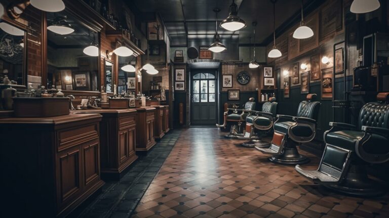 barber shop interior with barber chair hairdresser equipmentgenerative ai 841229 967 نور خطی ، لاین نوری، لاینر